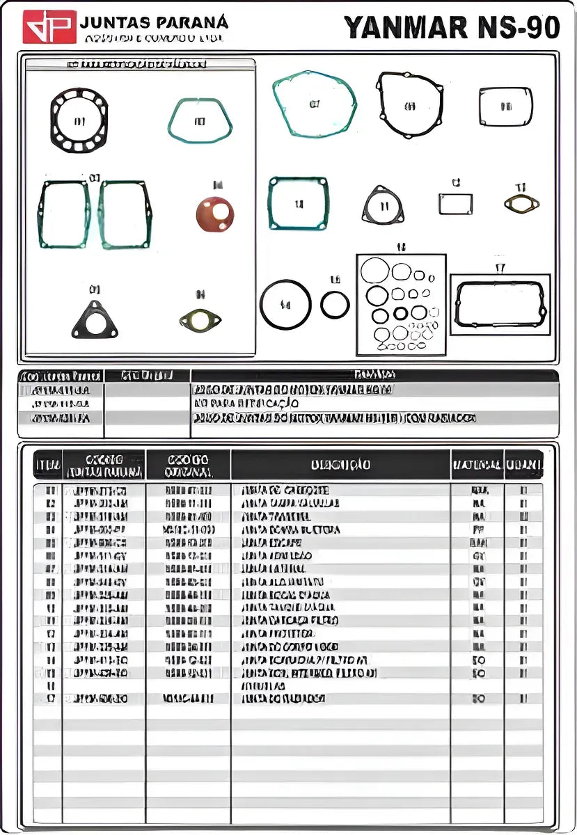 Jogo Juntas Paraná Yanmar Ns90