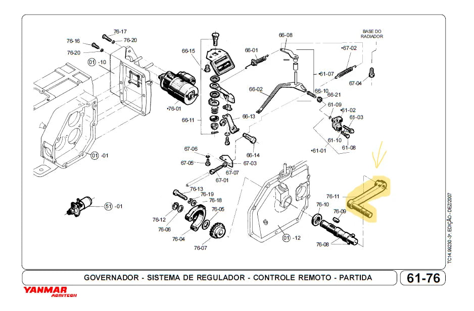 Manivela de Partida Yanmar B11 Ns11 Nsb11 Tc11 Tc14 Original